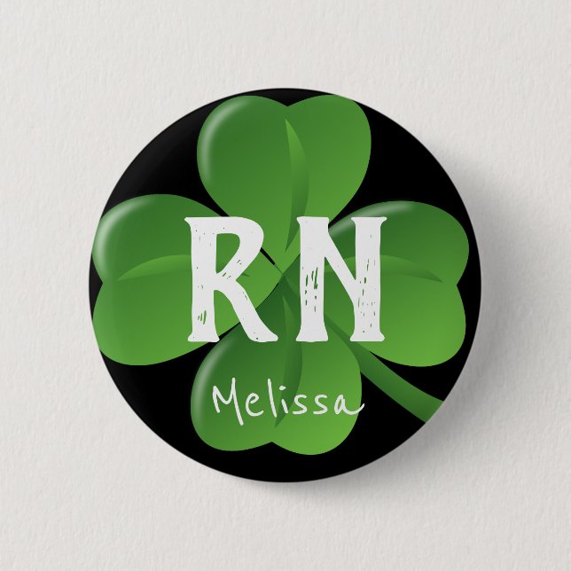 Registered Nurse St Patricks Day Lucky Shamrock 2 Inch Round Button (Front)
