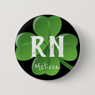 Registered Nurse St Patricks Day Lucky Shamrock 2 Inch Round Button