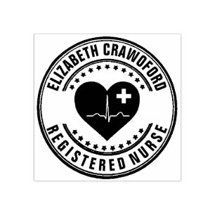 Registered Nurse Stamp Heart ECG With Your Name