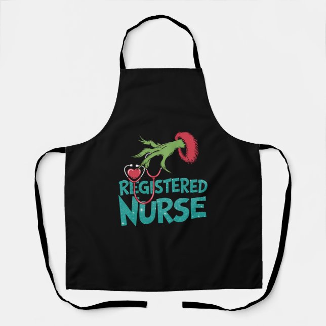 Registered Nurse Stethoscope Santa Elf Christmas  Apron (Front)