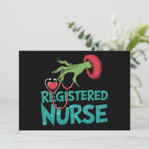 Registered Nurse Stethoscope Santa Elf Christmas  Holiday Card