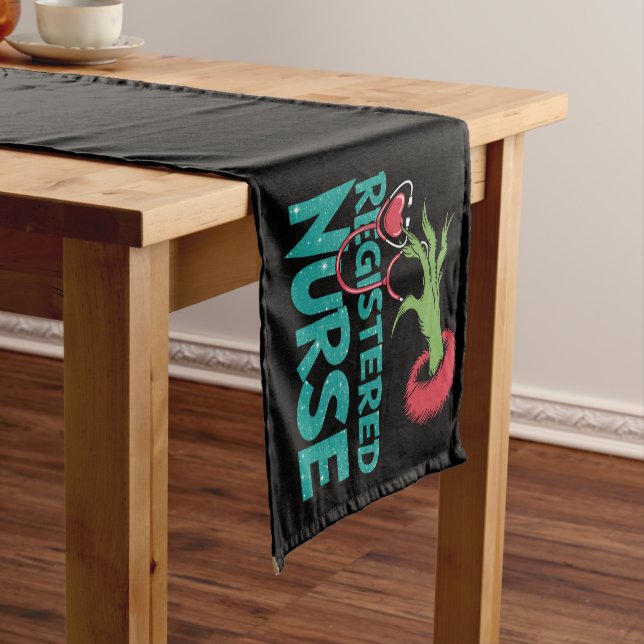 Registered Nurse Stethoscope Santa Elf Christmas  Short Table Runner (In Situ)