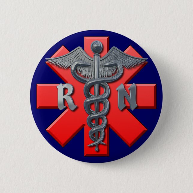 Registered Nurse Symbol 2 Inch Round Button (Front)