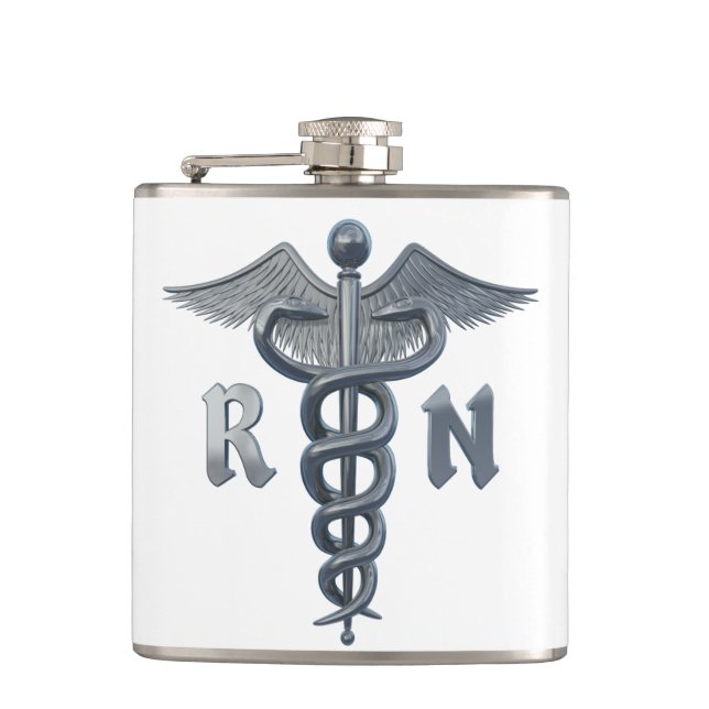 Registered Nurse Symbol Hip Flask (Front)