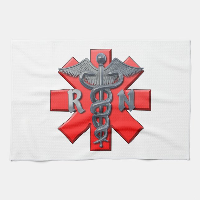 Registered Nurse Symbol Kitchen Towel (Horizontal)