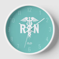 Registered Nurse Teal White Caduceus Monogram