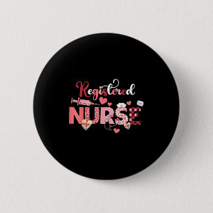 Registered Nurse Valentines Day Scrub Top Women Sc 2 Inch Round Button