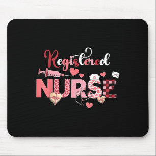 Registered Nurse Valentines Day Scrub Top Women Sc Mouse Pad