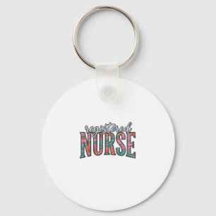 Registered Nurse Vintage Floral Typography Shirt D Keychain