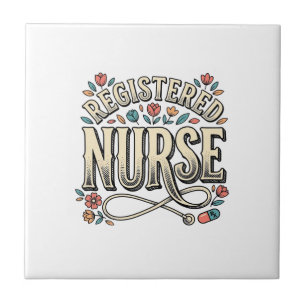 Registered Nurse Vintage Floral Typography Shirt D Tile
