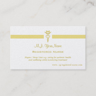 Registered Nurse with golden caduceus logo Business Card
