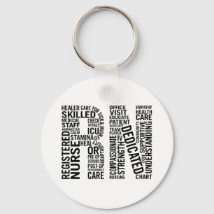 Registered Nurse Word Art RN Keychain