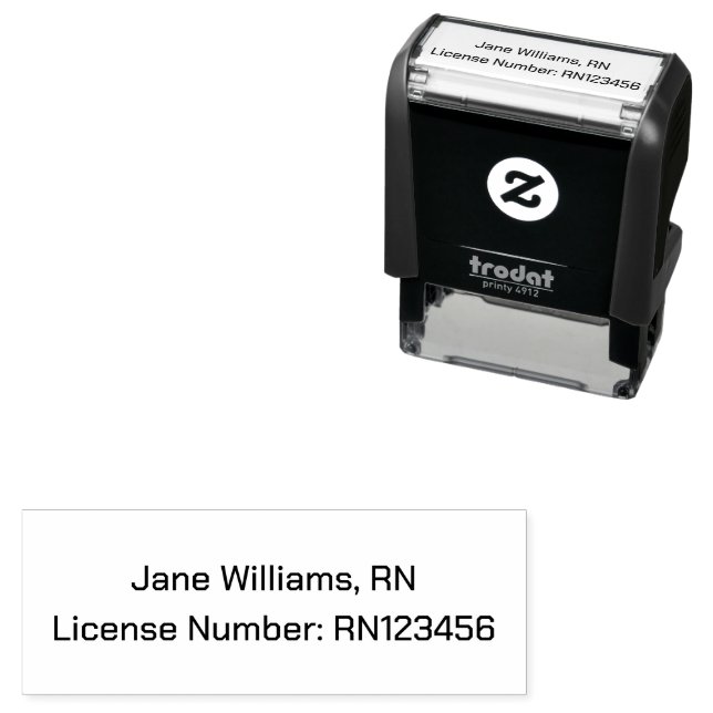 Registered Nurse's Name and License Number  Self-inking Stamp (In Situ)