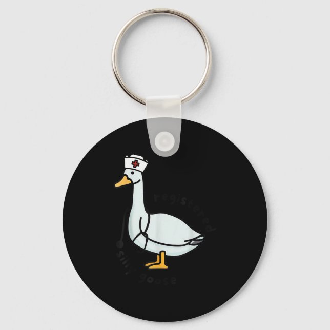 Registered Silly Goose Rn Nurse Stethoscope Nursin Keychain (Front)