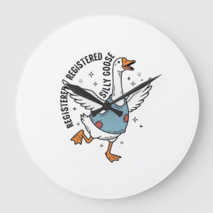 Registered Silly Goose Vintage Vector Shirt Design Large Clock