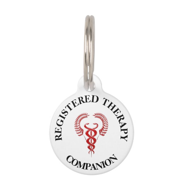 Registered therapy companion pet animal awareness pet tag (Front)