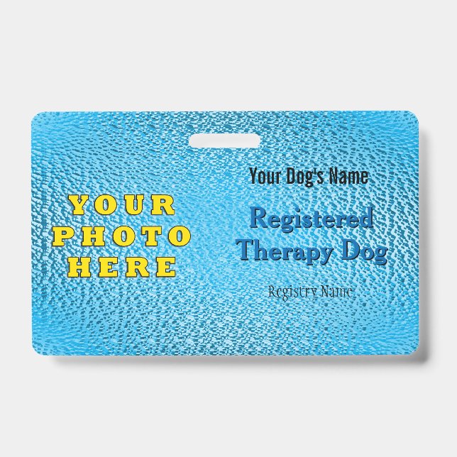 Registered Therapy Dog - Bright Blue Badge (Front)