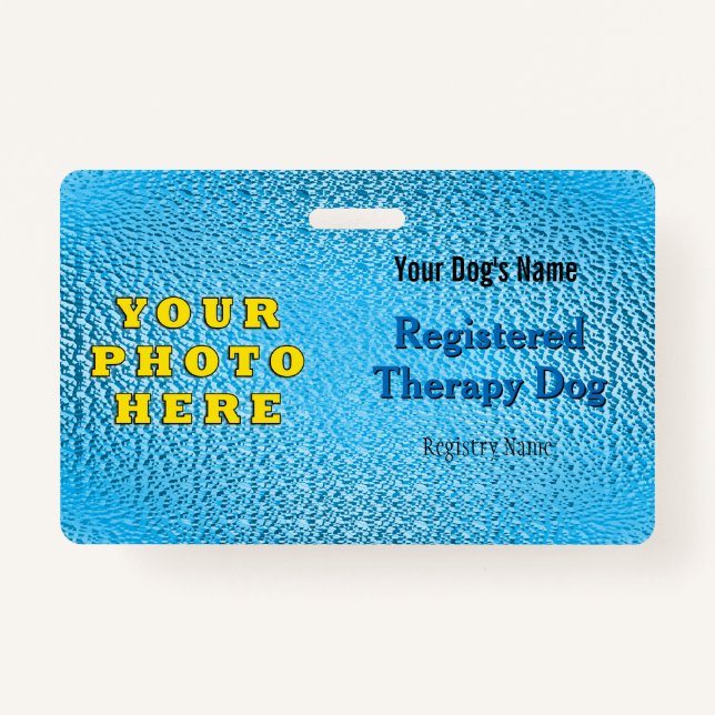 Registered Therapy Dog - Bright Blue Badge (Front)