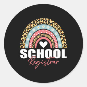 Registrar Rainbow Leopard 100th Day Of School Classic Round Sticker
