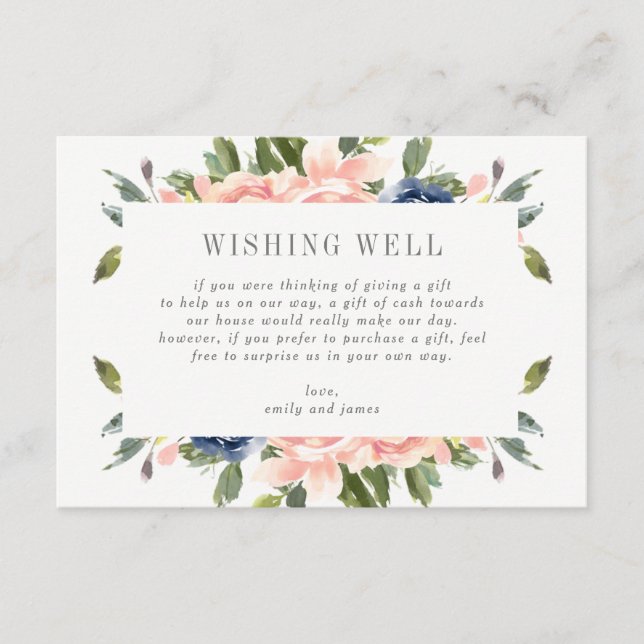 Registre de cadeaux Navy Blush ou carte de voeu #N (Devant)