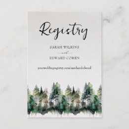 Registry Enclosure Card. Rustic Watercolor Forest  Card