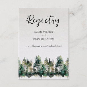 Registry Enclosure Card. Rustic Watercolor Forest  Card