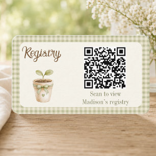 Registry QR Code Little Sprout Baby Shower  Enclosure Card