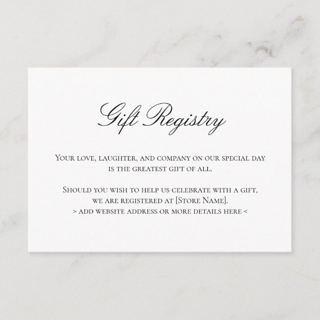 Registry Wedding Enclosure Cards Elegant (Front)