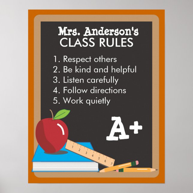 Règles de classe de l'enseignant Poster en tableau (Devant)