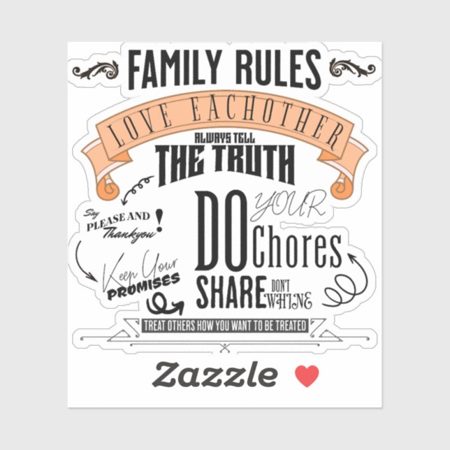 RÈGLES FAMILIALES CARRÉ STICKER (Feuille)