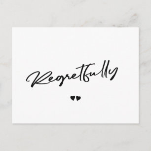 Regretfully black and white cancel postponement postcard