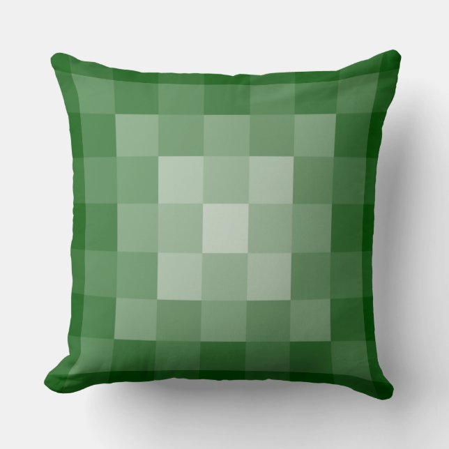 Regular Geometric Green Tints Square Tiles Pixel  Throw Pillow (Front)