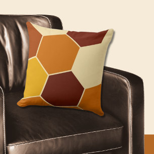 Regular Geometric Orange Hexagon Pattern Throw Pillow