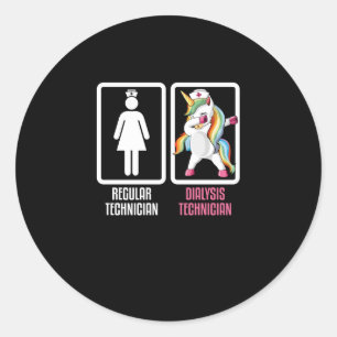 Regular Technician Vs Dabbing Unicorn Dialysis Classic Round Sticker