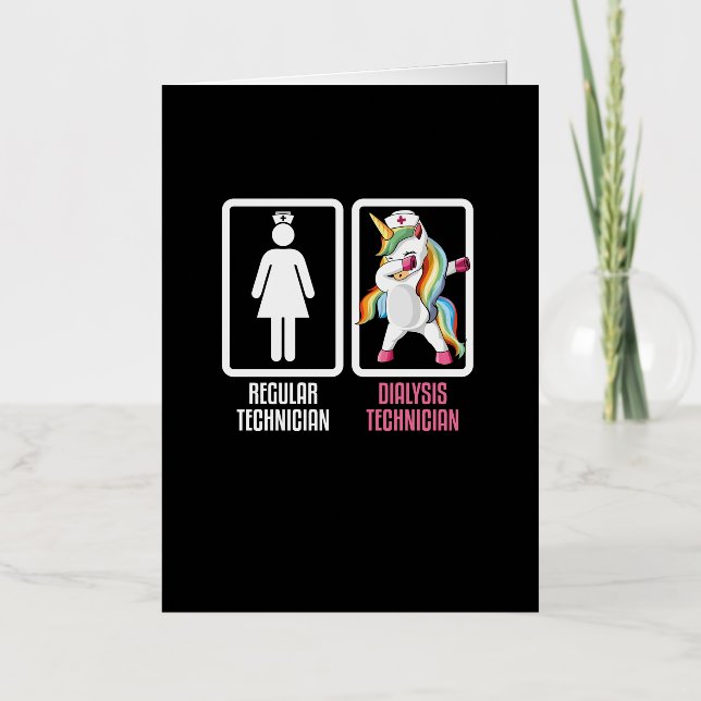 Regular Technician Vs Dabbing Unicorn Dialysis Foil Greeting Card (Front)