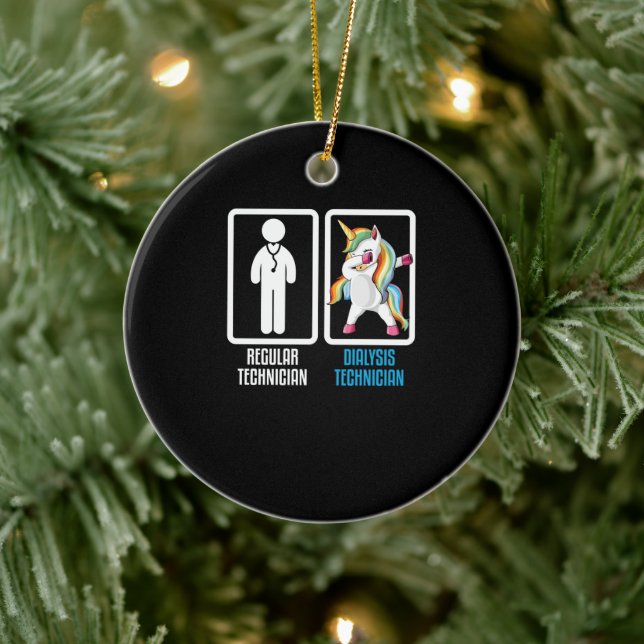 Regular Technician Vs Dialysis Technician Dabbing Ceramic Ornament (Tree)