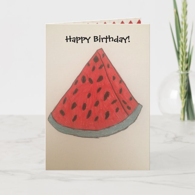 Regular watermelon happy birthday greeting card (Front)