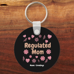 )Regulated Mom 3D Pink Floral Heart Aesthetic Keychain