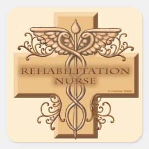 Rehab Nurse Caduceus Square Sticker