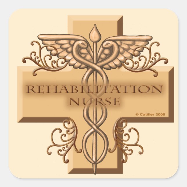 Rehab Nurse Caduceus Square Sticker (Front)