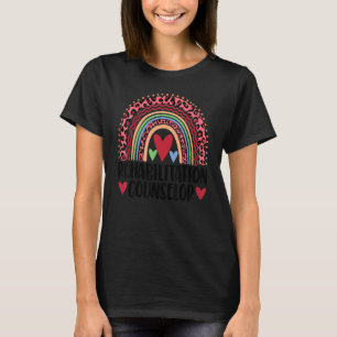 Rehabilitation Counsellor Women Leopard Rainbow T-Shirt