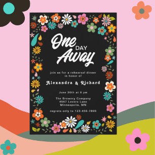Rehearsal Dinner 70's inspired floral Invitation