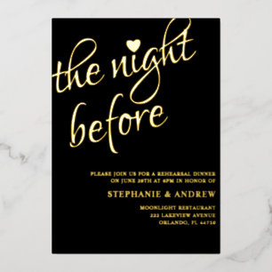 Rehearsal Dinner Black & Gold Wedding Invitation