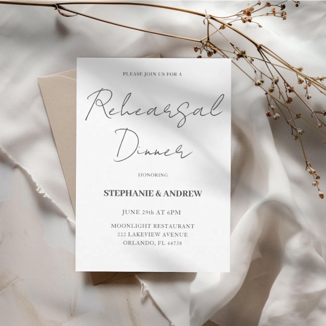 Rehearsal Dinner Black & White Wedding Invitation (Creator Uploaded)