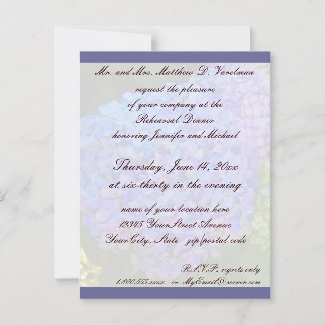 Rehearsal Dinner Blue Hydrangea Invitation (Front)