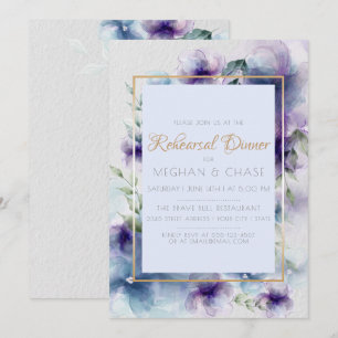 Rehearsal Dinner    Blue-Violet Watercolor Floral Invitation