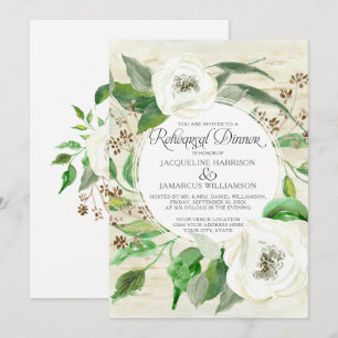 Rehearsal Dinner BOHO Eucalyptus Seeds Wood Wreath Invitation