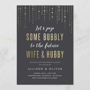 Rehearsal Dinner Bubbly Faux Gold Invitations
