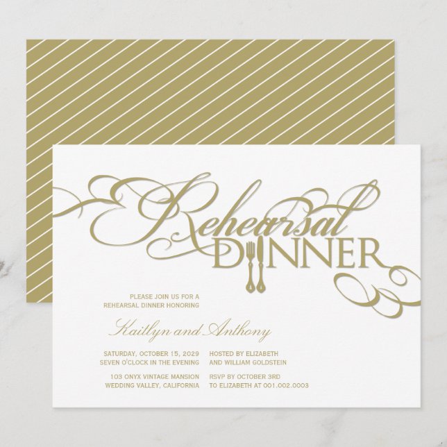 Rehearsal Dinner Classic Scrolls Wedding Invite (Front/Back)