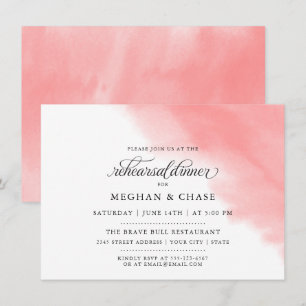 Rehearsal Dinner    Coral Rose Watercolor Invitation